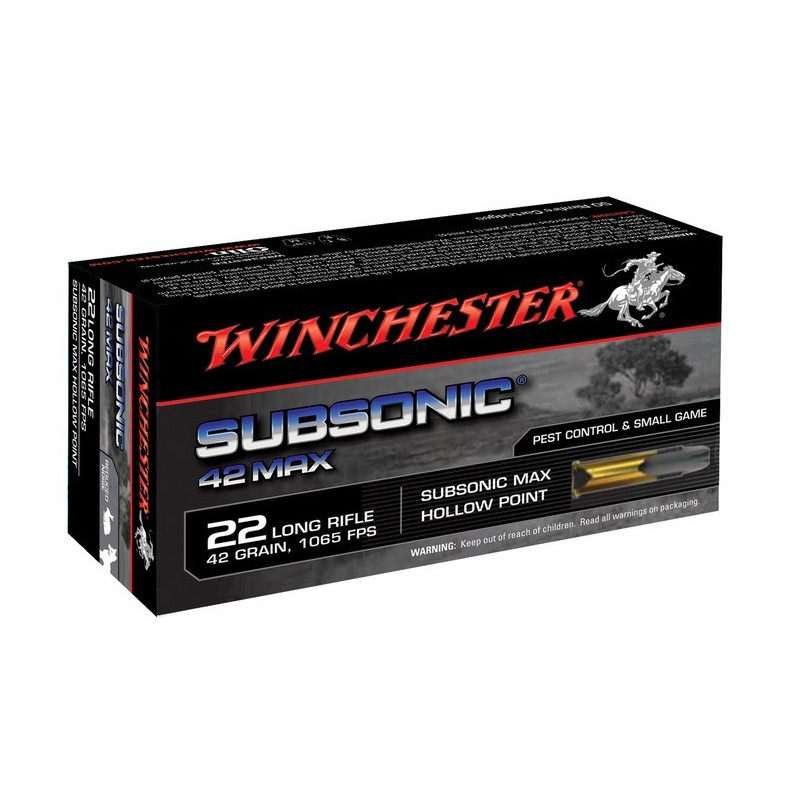 winchester 22lr subsonic max 42gr hp cartouches munitions bte50
