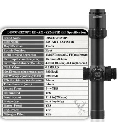 ED-AR 1-8X24SFIR FFP-MIL Diamètre : 34 mm discovery optics