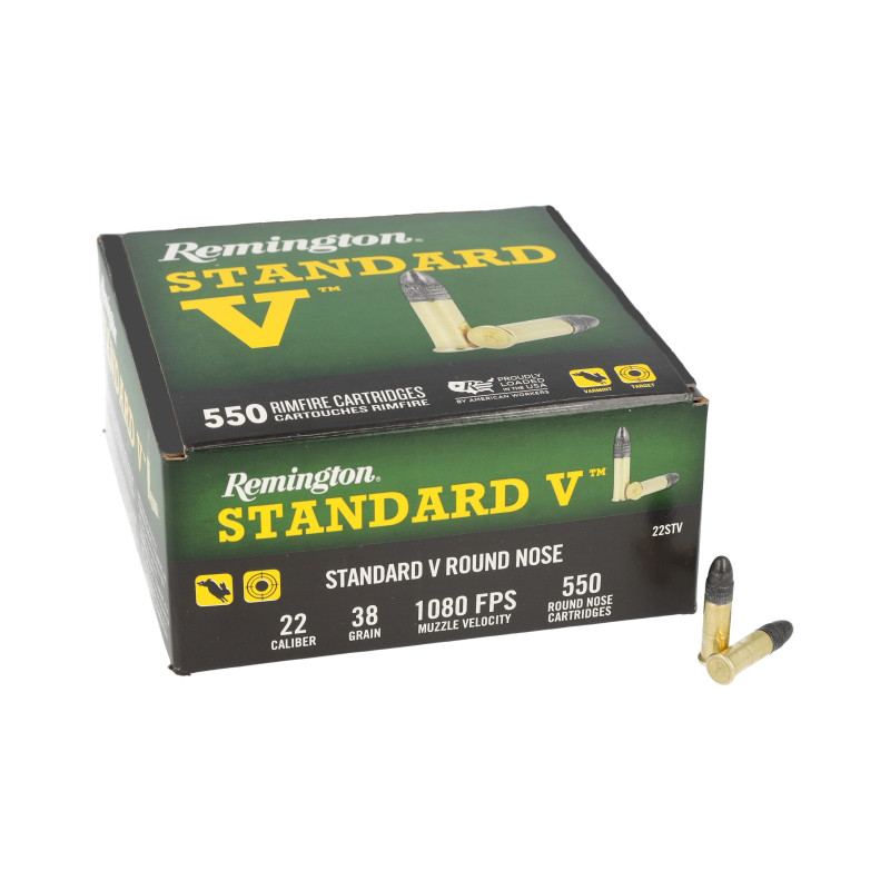 balle Standard V 38 grains ogive tête arrondie plomb Remington 22lr 22