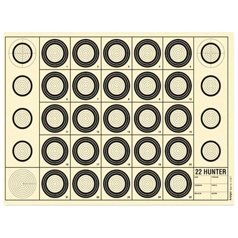 Cible Benchrest 22 Hunter 42 x 29,7 cm (A3) paquet de 100