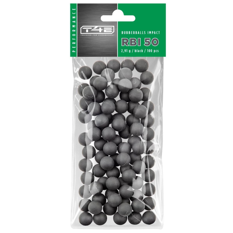 BILLES CAOUTCHOUC NOYAU ACIER CAL 50 X100 - RBI umarex t4e hdr hdp