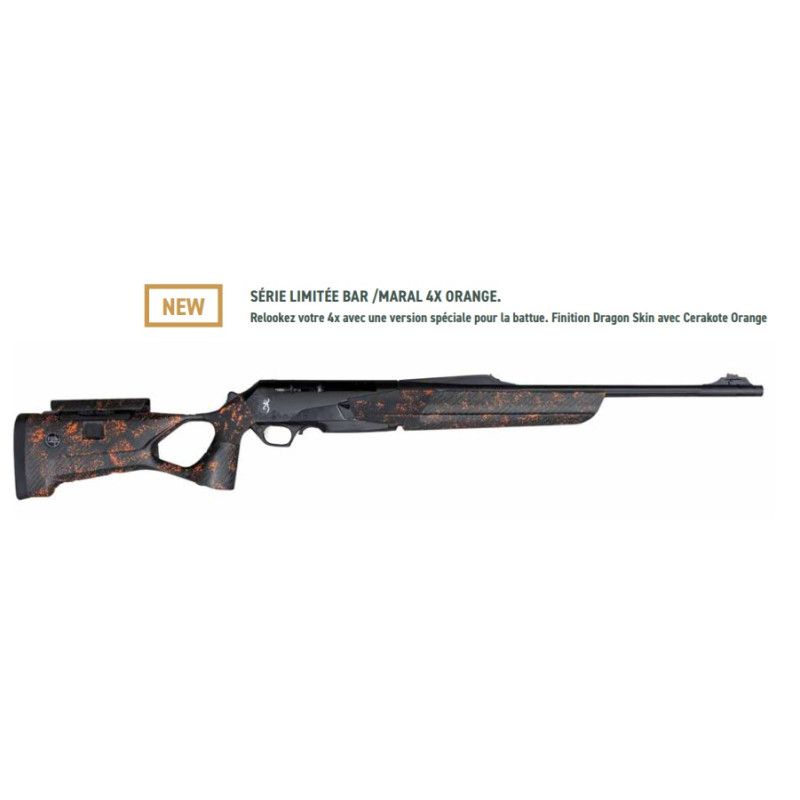 crosse bar 4x chassis carbone unic FBT browning  armeur dragon skin cerakote orange serie limitée