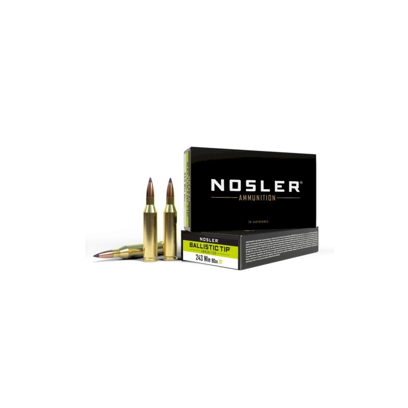 Munitions NOSLER Cal.243win BALLISTIC TIP 90gr 5.8g BT