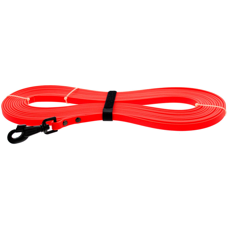 Longe pour chien XTREME FIRST 10ML sangle Plate PVC 13mm Orange canihunt