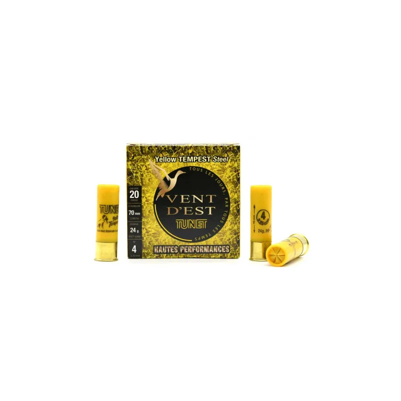 cartouche yellow tempest HP 20 70 24g bille acier 4 boite de 25 tunet bourre a jupe 400m/s