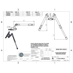 bipied tier one Evolution Bipod 230 carbone picatinny