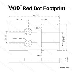 montage, embase, platine MOS to VOD Footprint point rouge vector