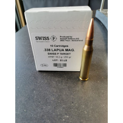 cartouche SWISS P .338LM 250GR 16.2G TARGET BTHP BOITE 10